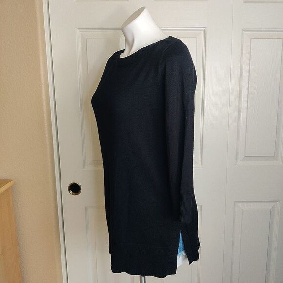 Cable & Gauge black 3/4 sleeve tunic sweater sz M - Picture 2 of 7